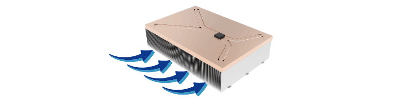 Direction of airflow across heat sink